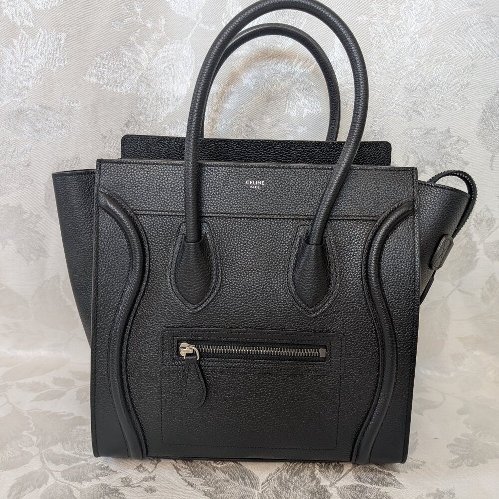 Celine Drummed Calfskin Mini Luggage Black BRAND NEW